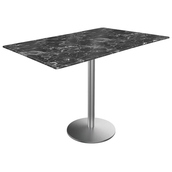 Holland Bar Stool Co 36 Tall OD214 St Steel Table Base w22 Dia foot and 32x48 Black Marble Top, IndoorOutdoor OD214-2236SSODS3248BM - main